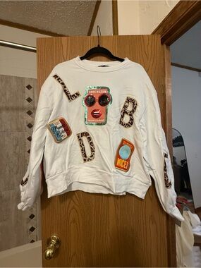 Goldbergh White Patchwork Embellished Crew Sweatshirt